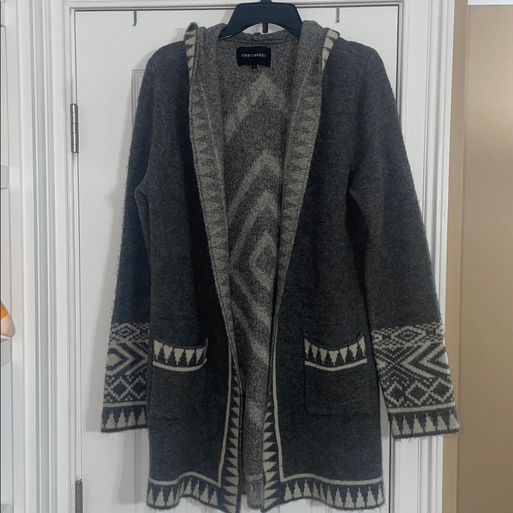 Free People /Driftwood Geometric Hooded Cardigan - Picture 6 of 8